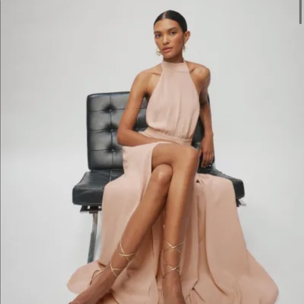 Reformation Andee dress in Champagne/blush